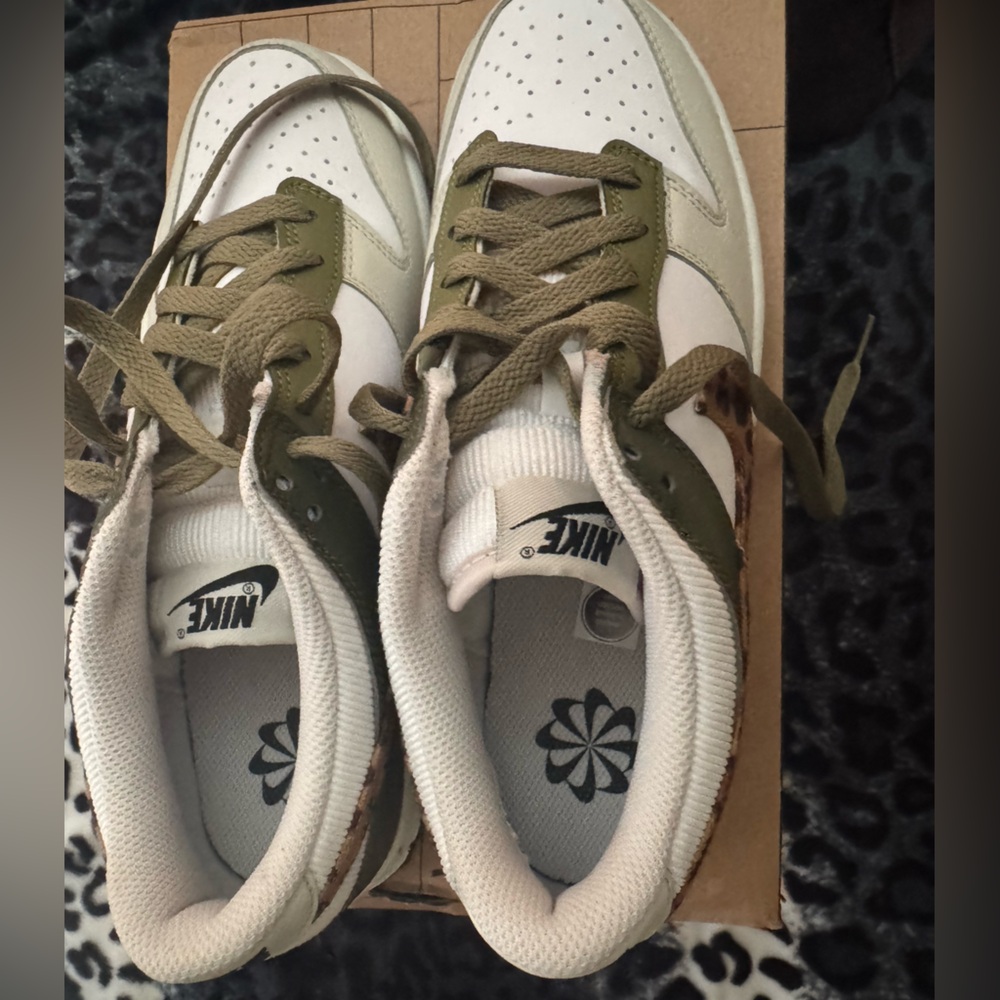 Nike Dunk Low Olive and White Casual Sneakers - Picture 3 of 8
